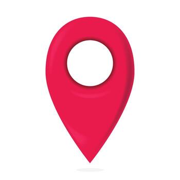Simple red map pin illustration in 3d style. Perfect for gps navigation designs location concepts travel icons direction apps and global positioning themes vector
