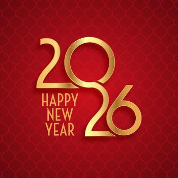 Minimal Happy New Year background with gold numbers design vector