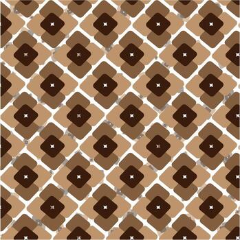 sin costura geométrico modelo presentando un conjunto de resumen floral íconos en calentar marrón tonos, creando un retro y moderno loseta antecedentes diseño vector