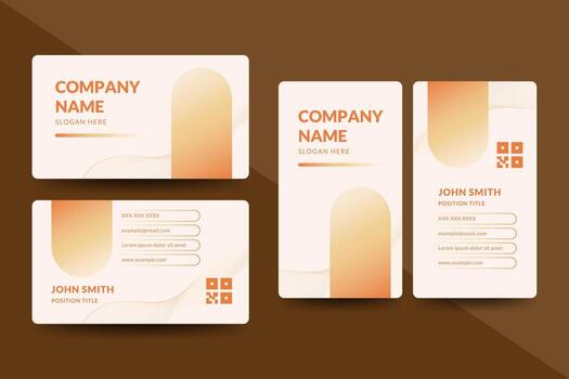 Stylish beige gradient business card template with smooth curves. Perfect for modern branding, professional identity, and creative presentation. vector