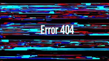 digital erro 404 tela com multicolorido falha efeito em Preto fundo. tecnologia problema conceito video