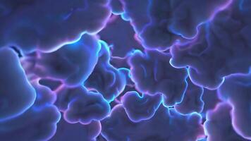 resumen púrpura y azul nube formas con brillo, etéreo fluir. futurista Arte concepto video