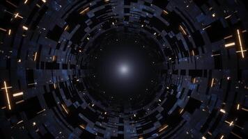 abstrakt data ström portal lysande orange och blå sci-fi tunnel rörelse bakgrund slinga video