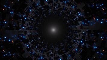 Symmetrical Sci-Fi Data Tunnel Glowing Blue and Orange Tech Motion Background Loop video