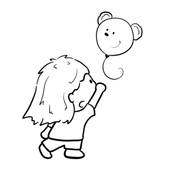 pequeno criança corrida e alcançando para uma balão desenho animado esboço ilustração png