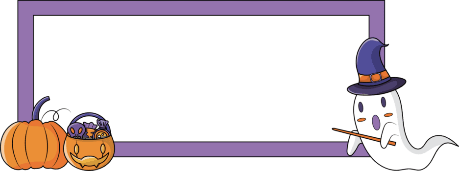 dia das Bruxas desenho animado quadro, Armação com fantasma e abóboras png