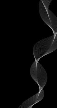Abstract white wave of particles on black Copy Space background Design element vector