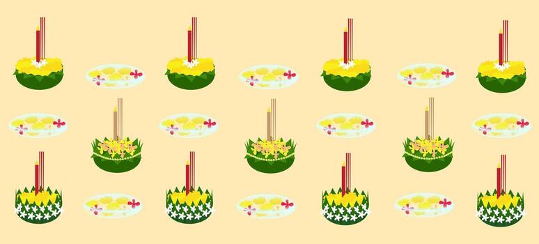 seamless pattern with loy krathong background for card, banner and printing vector