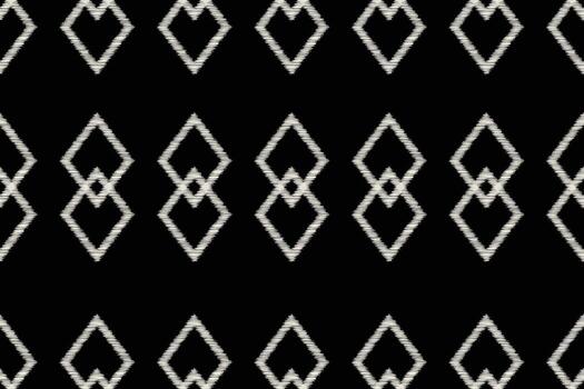 Ikat pattern with ethnic aztec design black color background abstract art. vector