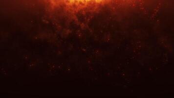 röd lysande partiklar med rök och dynamisk rörelse, skapande ett energisk eldig effekt i 4k animation. video