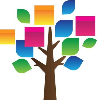 A tree with colorful squares on it vector