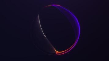 raggiante sfera con liscio rosso, viola e arancia pendenza leggero flusso su buio sfondo. futuristico 4k ciclo continuo animazione per astratto design e fantascienza immagini. video