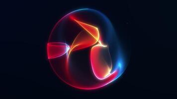 minimo raggiante sfera con liscio pendenza leggero su buio sfondo, moderno astratto 3d animazione nel 4k. video