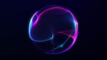 lysande abstrakt sfär med strömmande neon gradienter och ljus rader, trogen energi animering i sömlös 4k slinga. video