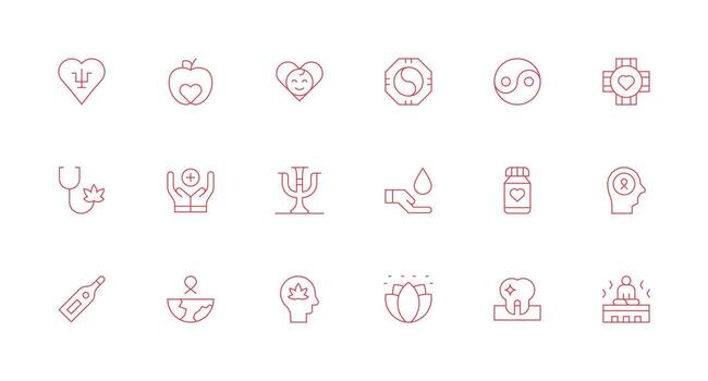 18 Minimal Line Icons for Wellbeing Graphics UI and UX Focused Icon Collection vector