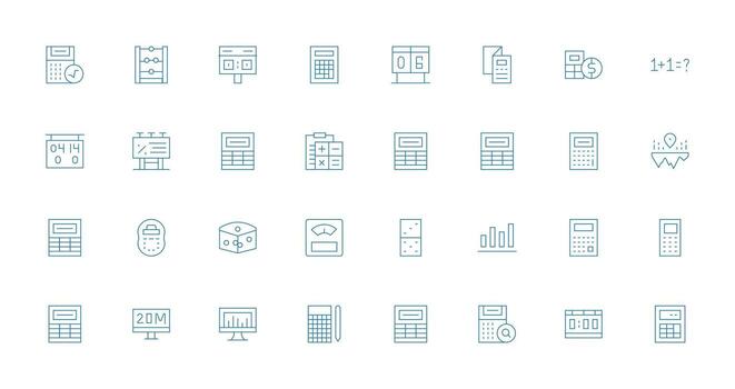 Thin Line Icons from Numbers Set with 32 Vectors Essential Icon Set for Teams
