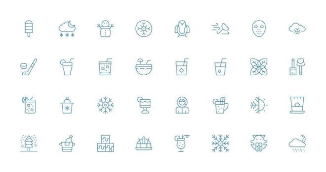 Ice featuring 32 Icons in Thin Line Design Well-Structured Icons for Creative Use vector