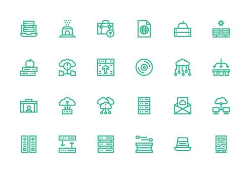 24 Thick Line Line Style Icons from Server Collection Web and App Icon Pack Collection vector