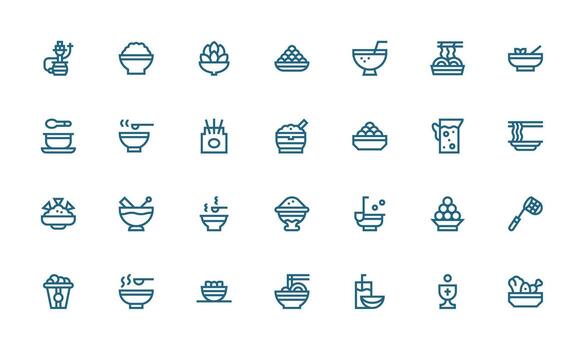 28 Bold Line Icons for Bowl Graphics Sharp Icons for Presentations vector