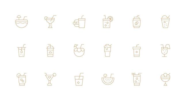 Straw Icon Collection with 18 Minimal Line Designs Interface Icon Collection for Daily Projects vector