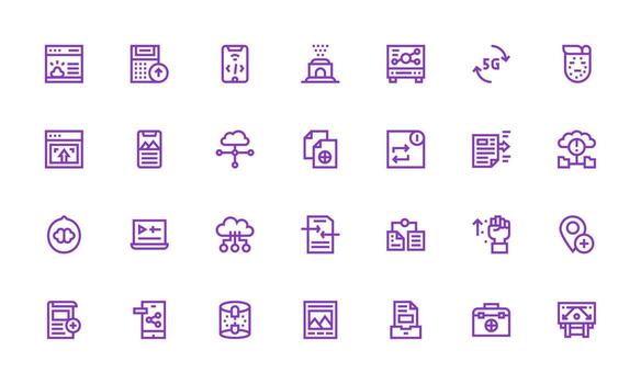28 Icons for Upload in Bold Line Format Dashboard Icon Series vector