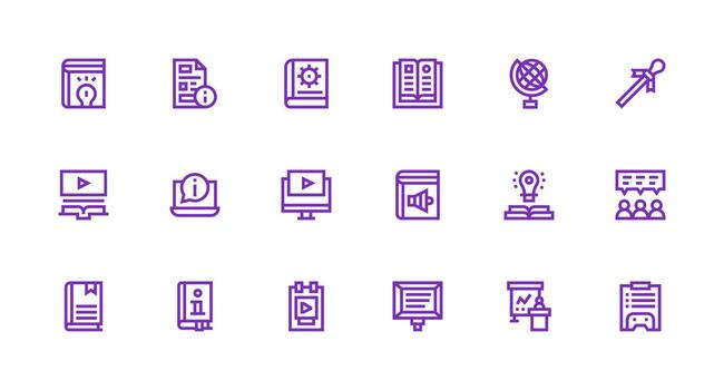 Tutorial Set with 18 Strong Stroke Line Icons Modern Line and Glyph Icon Series vector