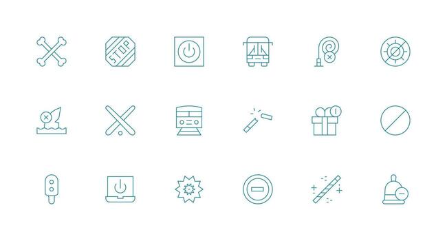 Stop Icon Set with 18 Minimal Line Graphics Professional Icon Set vector