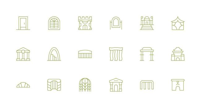 Minimal Line Icons from Archway Set with 18 Vectors Interface Icons for Daily Use
