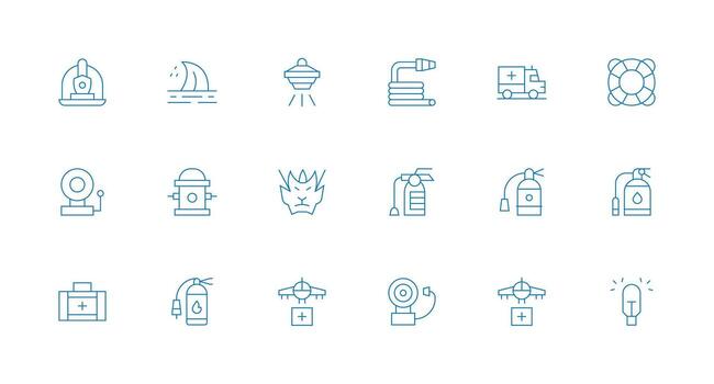 Minimal Line Icons from Emergency Response Set with 18 Vectors Compact Icon Set