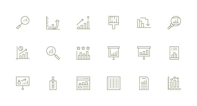 Bar Graph Visual Pack containing 18 Minimal Line Icons Interface Icons for Daily Use vector