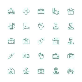 Medium Stroke Outline Icons from Trauma Set with 25 Vectors Display Icon Pack