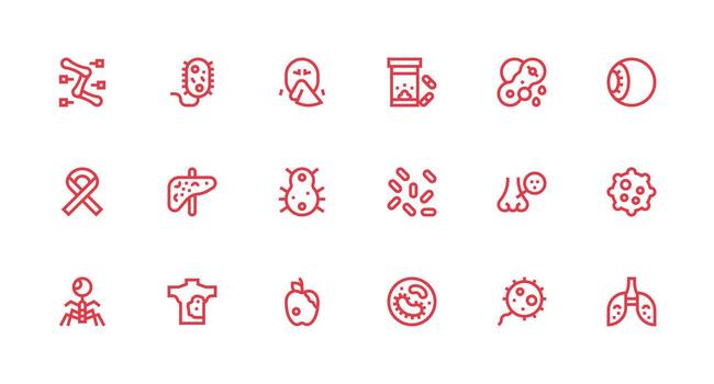 Disease Set with 18 Strong Stroke Line Icons UI and UX Focused Icon Collection vector
