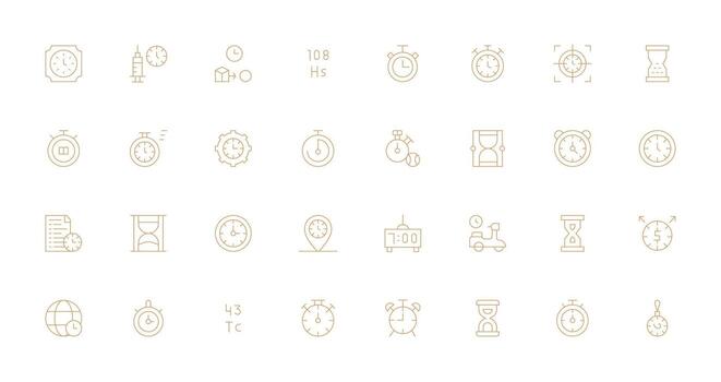32 Icons for Timing in Thin Line Format Pixel Perfect Icons for Modern Apps vector
