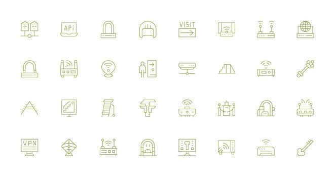 Access Point Design Icons featuring 32 in Thin Line Style Core Icon Collection for Daily Tasks vector