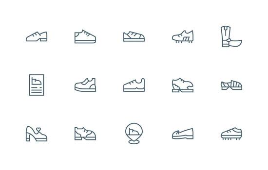 15 Icons for Shoe in Regular Line Format UI and UX Focused Icon Collection vector