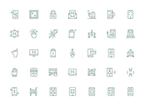 Mobile Design Icons featuring 35 in Light Line Style Core Icon Collection for Daily Tasks vector