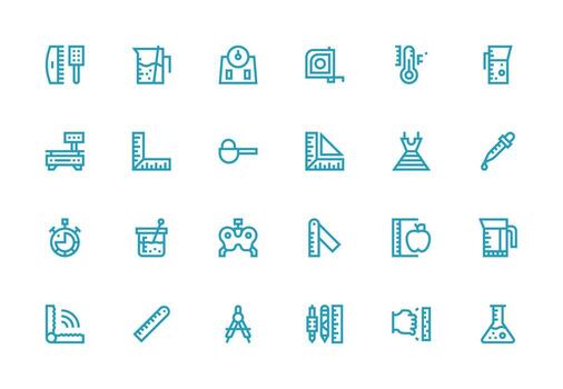 24 grueso línea línea íconos para medición gráficos interfaz icono colección para diario proyectos vector
