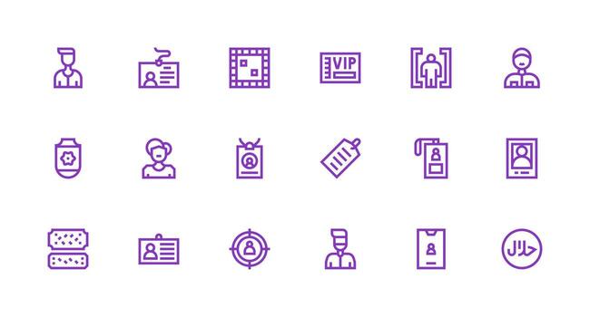 18 Strong Stroke Line Icons for Identification Graphics Flexible Icon System for Web Interfaces vector