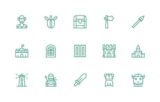 15 Icons for Medieval in Regular Line Format Fully Editable Icon Set for Web vector