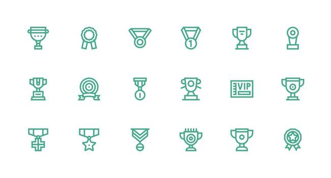 Strong Stroke Line Icons from Recognition Award Set with 18 Vectors Reliable Icons for All Interfaces