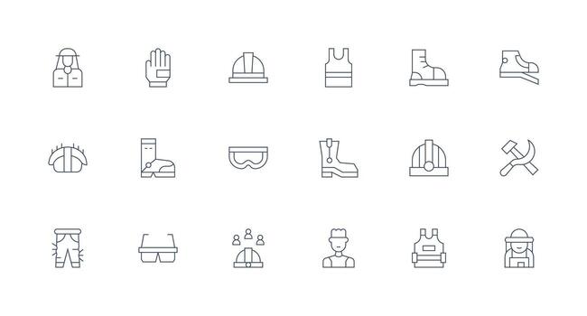 Labor Icon Set with 18 Minimal Line Graphics Multi-Purpose Icon Set vector