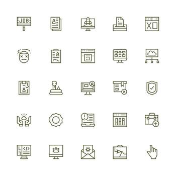 solicitud conjunto con 25 medio carrera contorno íconos listo para la interfaz de usuario icono colección vector