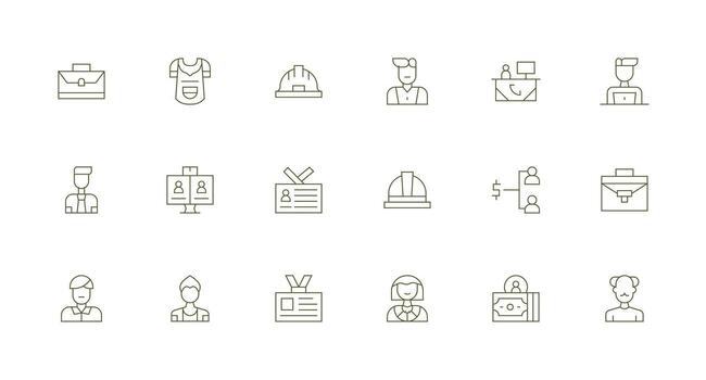 18 Icons for Employee in Minimal Line Format Simplified Icon Pack for Visual Tools vector