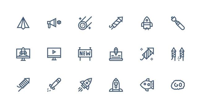 Strong Stroke Line Icons from Launch Set with 18 Vectors Interface Icon Collection