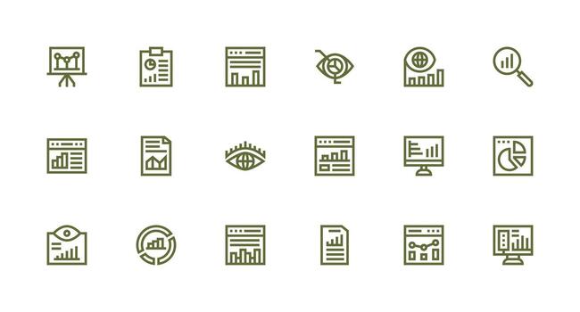 Trends Design Icons featuring 18 in Strong Stroke Line Style User Interface Icons for Digital Products vector
