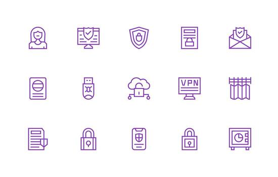 Regular Line Icons from Privacy Set with 15 Vectors Scalable Icons for All Themes