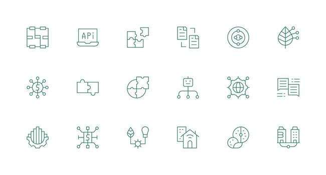 Integration Visual Pack containing 18 Minimal Line Icons Display Icon Pack vector