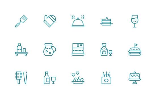 15 Regular Line Style Icons from Serving Collection Neutral Style Icons for Any Project vector