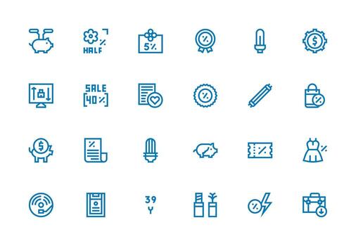 24 Thick Line Line Icons for Saving Graphics Web Icon Collection vector