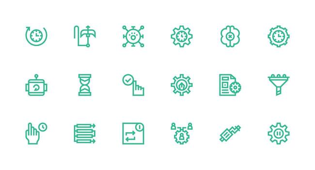 18 Strong Stroke Line Icons for Process Graphics Neutral Style Icons for Any Project vector
